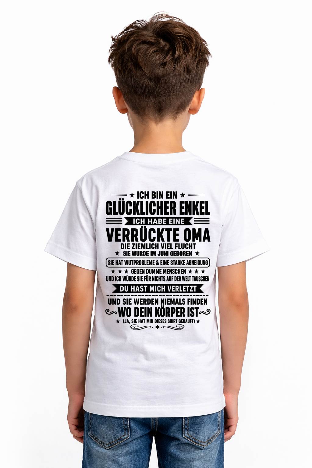 JUNI SHIRT, ICH BIN EIN GLÜCKLICHER ENKEL - VON DER OMA FÜR DEN ENKEL - SNOW06 (SKU2608-516-06)