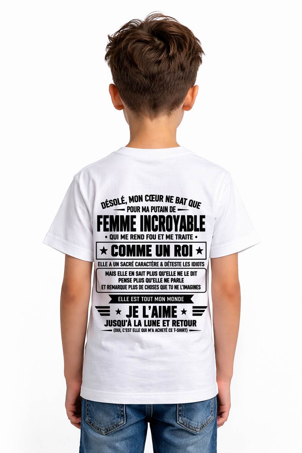 JE L’AIME JUSQU’À LA LUNE ET RETOUR - T-SHIRT DE FEMME POUR SON MARI - SNOW00 (SKU2609-32-00)