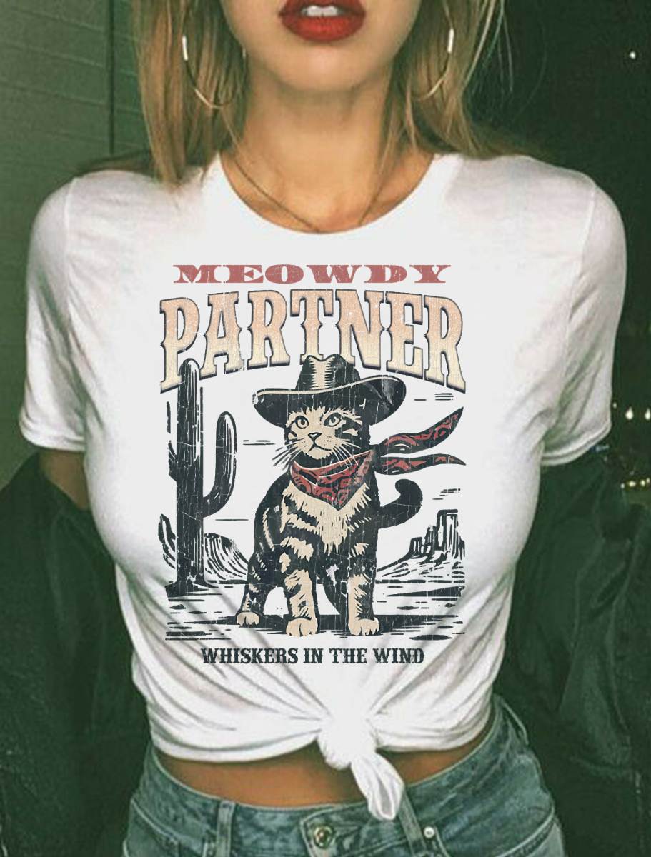Meowdy Partner Cowboy Cat Vintage T-Shirt