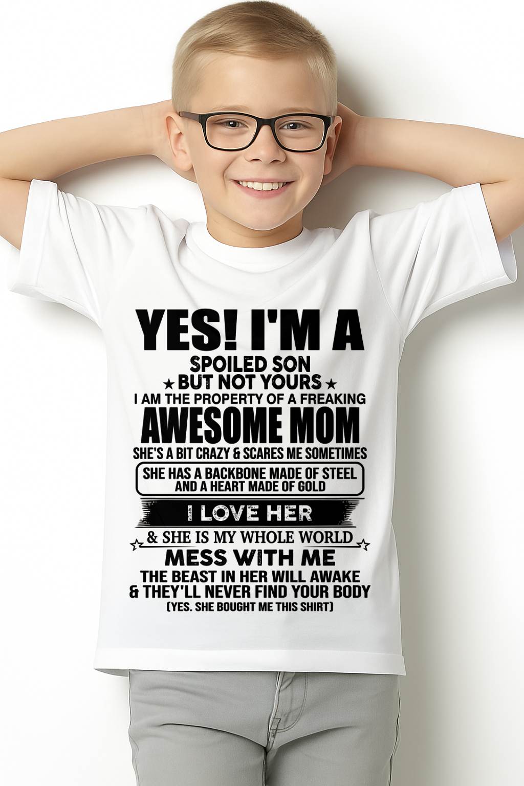 I AM THE PROPERTY OF A FREAKING AWESOME MOM - GIFT T SHIRT FROM MOM TO SON - SNOW00 (SKU2603-08-00)