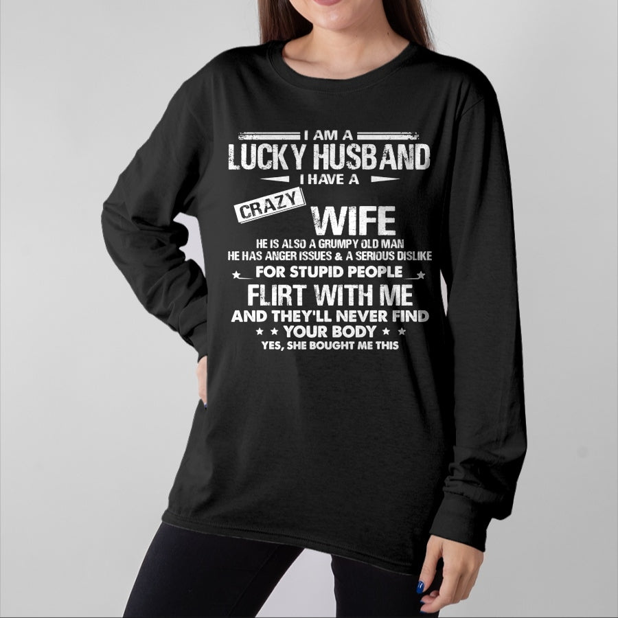 Best Wife Shirt, Wife and Husband Unisex T-Shirt/Hoodie/Sweatshirt HLT00 - Gift for wife T shirt, lucky wife I am a lucky wife I have a crazy husband Funny gift for wife T-S