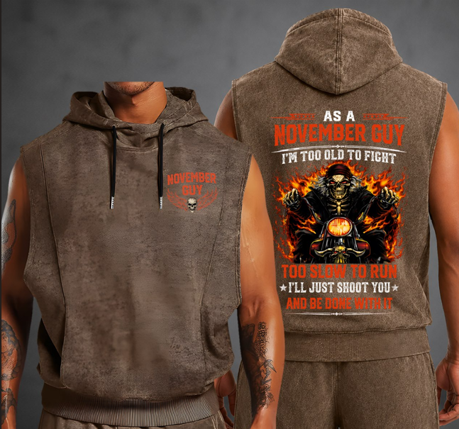 Fully Printed Hooded Vest A09-805 NOVEMBER, I'LL JUST SHOOT YOU AND BE DONE WITH IT - SNOW MALE11 (SKU2607-94-11)
