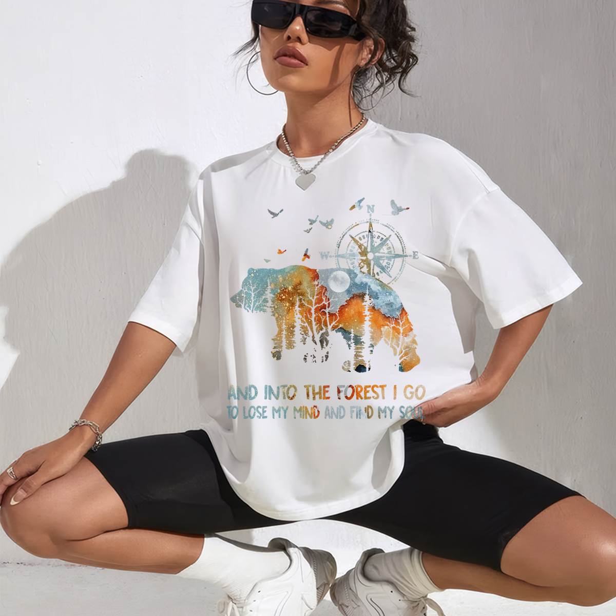 and Into The Forest I Go to Lose My Mind Camping Bear T-Shirt