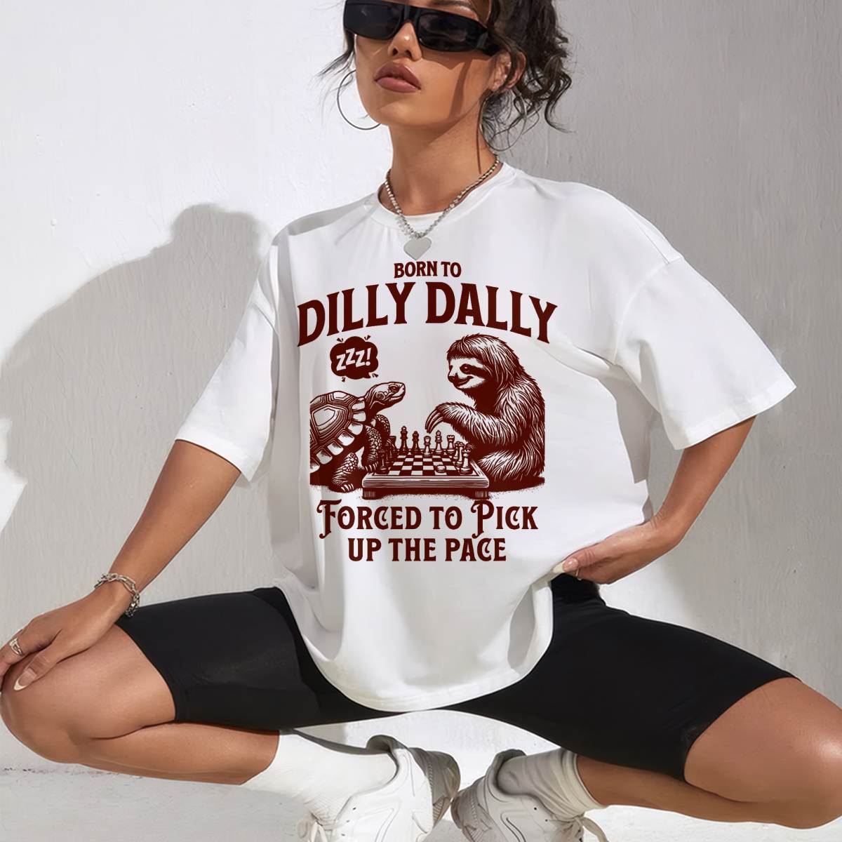 Born to dilly dally forced to pick up the pace sloth snail T-Shirt