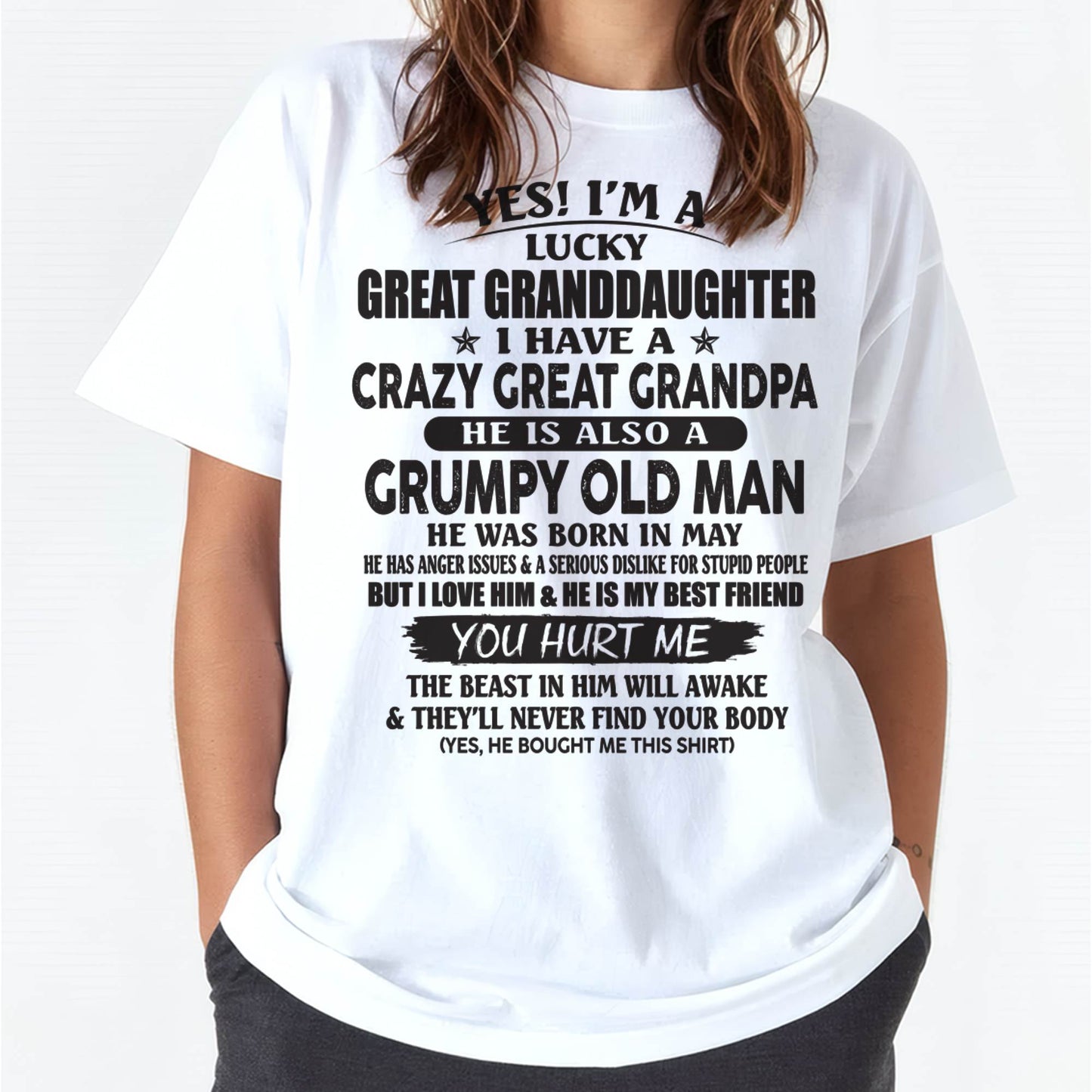 MAY - LUCKY GREAT GRANDDAUGHTER OF CRAZY GREAT GRANDPA - PERFECT GIFT FROM GREAT GRANDPA - SNOW05 (SKU12-287-05)