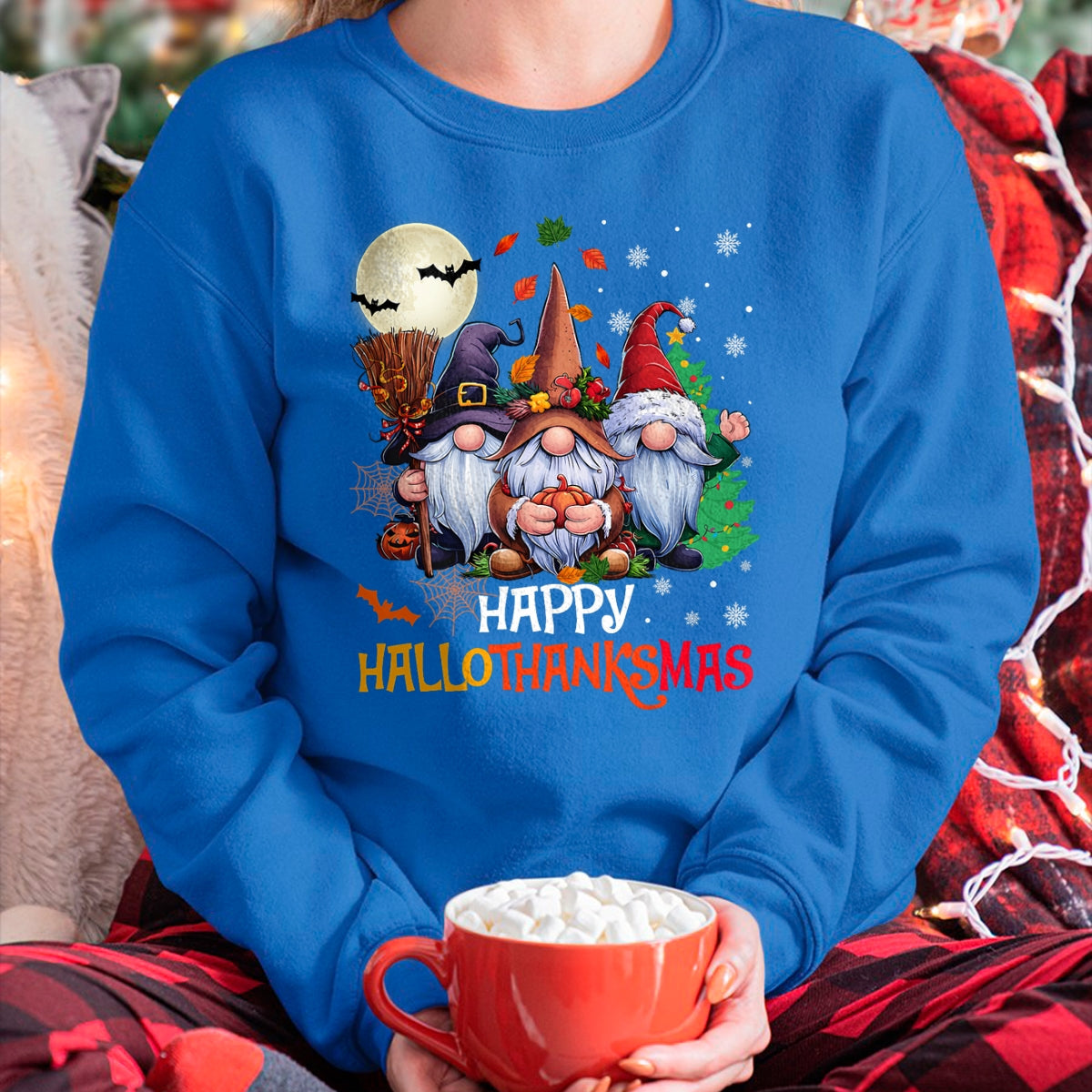 Happy Hallothanksmas Gnomes Lover Halloween Merry Christmas T-Shirt - Christmas Unisex T-Shirt/Hoodie/Sweatshirt - SNOW00