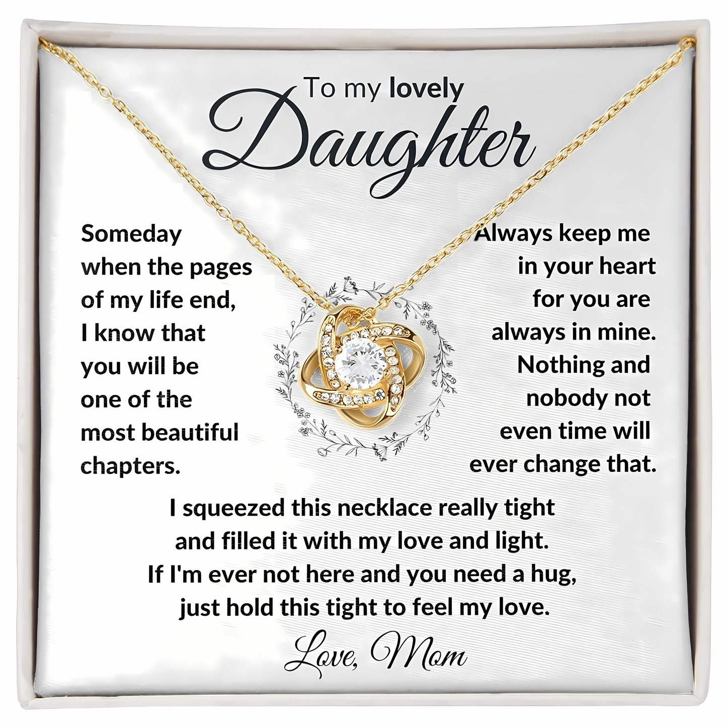TO MY DAUGHTER FROM MOM- Premium Love Knot Necklace