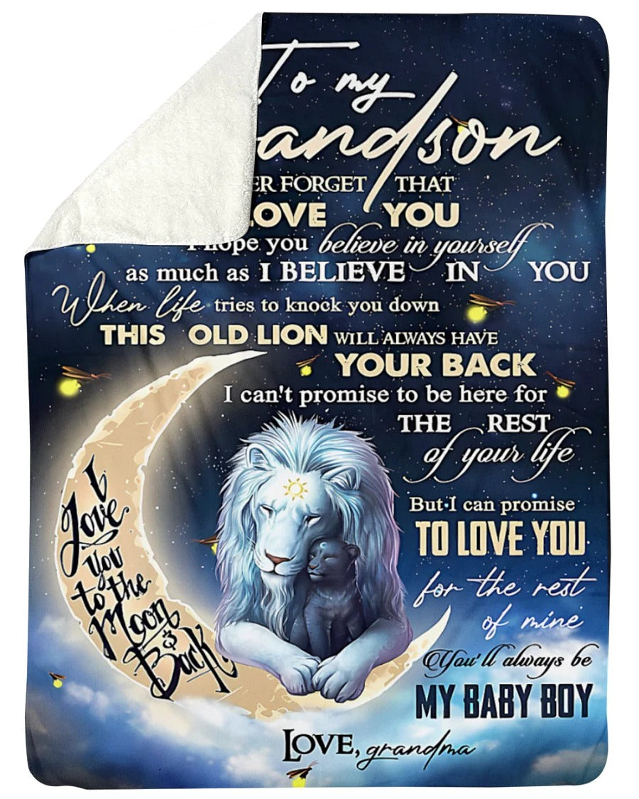 BLANKET FOR GRANDSON – COMFORT & WARMTH GIFT FROM GRANDMA Sherpa Fleece Quilt Blanket NTTD00 (SKU-CHAU-B19)