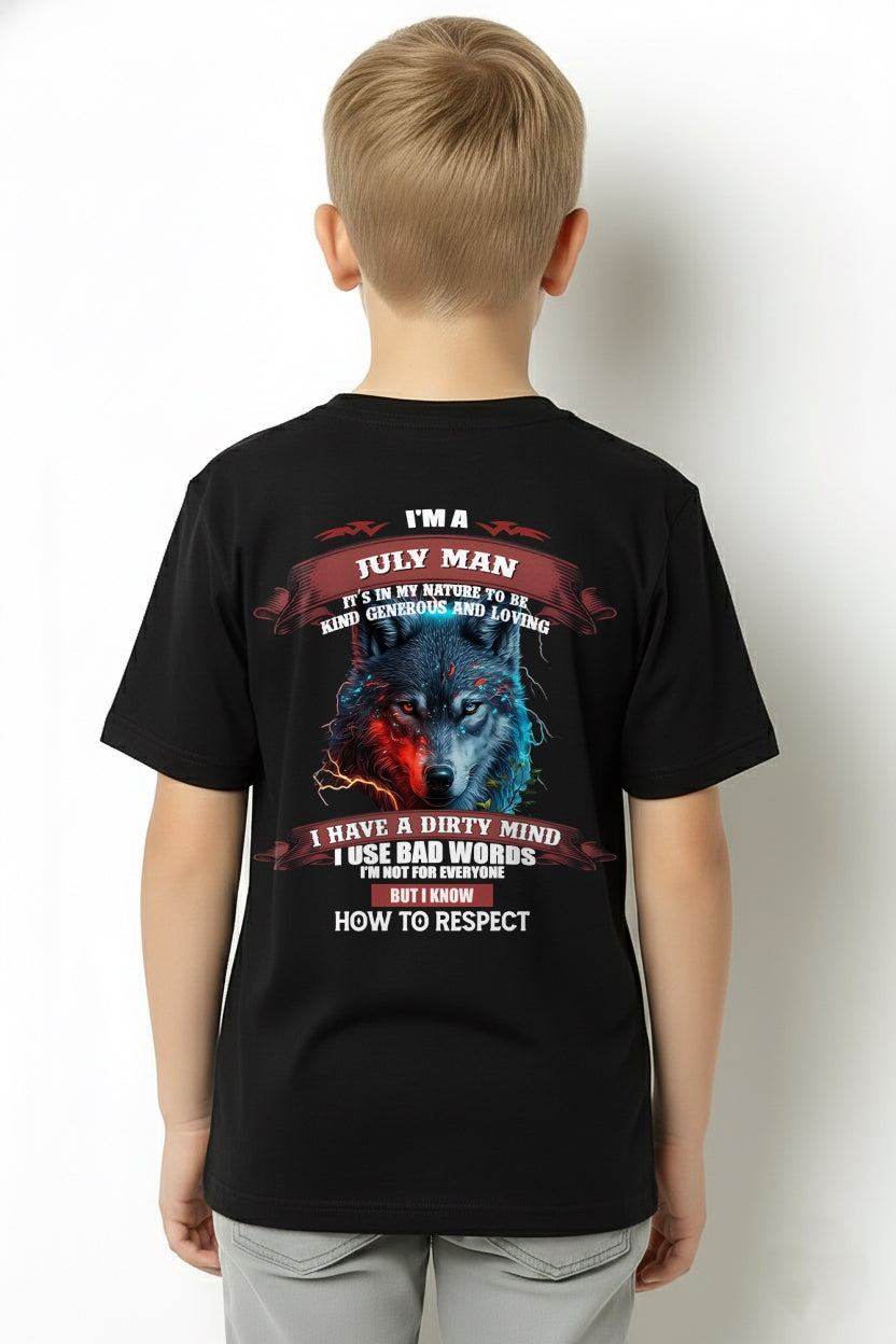 JULY - KNOW HOW TO RESPECT - BIRTHDAY T-SHIRT FOR MEN - snow07 / male (SKU12-162-07)