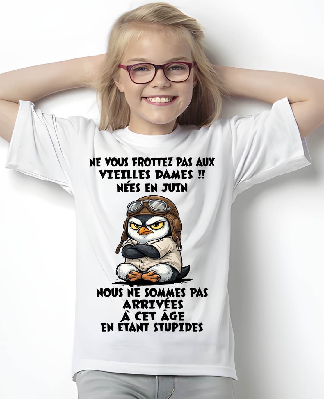 JUIN SHIRT NE VOUS FROTTEZ PAS AUX VIEILLES DAMES - SNOW06 (SKU2605-132-06)