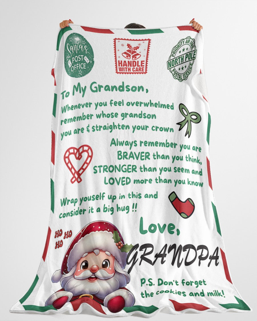 BLANKET FOR GRANDSON – COMFORT & WARMTH GIFT FROM GRANDPA Sherpa Fleece Quilt Blanket SNOW (SKUB10-182)