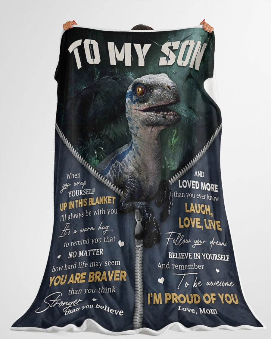 BLANKET FOR SON – COMFORT & WARMTH GIFT FROM MOM Sherpa Fleece Quilt Blanket NTTD00 (SKUB-BLK-MOMS1)