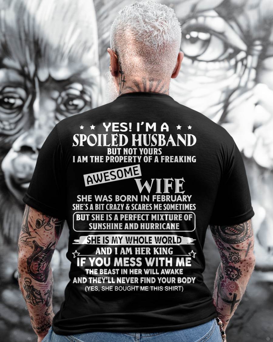 FEBRUARY, I AM THE PROPERTY OF A FREAKING AWESOME WIFE Gift T Shirt from Wife for Husband – SNOW MALE02 (SKU12-232-02)