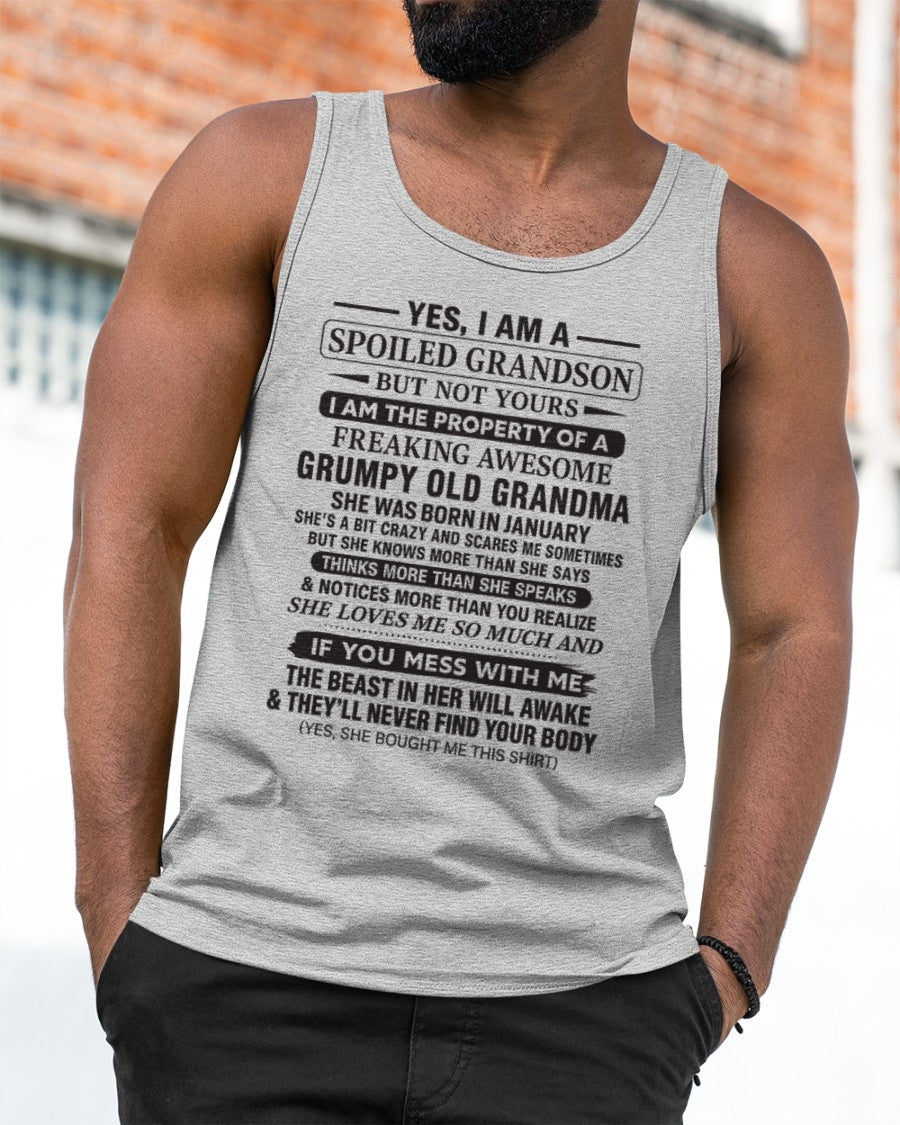 Yes I’m A Stubborn Grandson T-Shirt – Birthday Gift From January Grandma / Woman - snow01 (SKU10-171-01)
