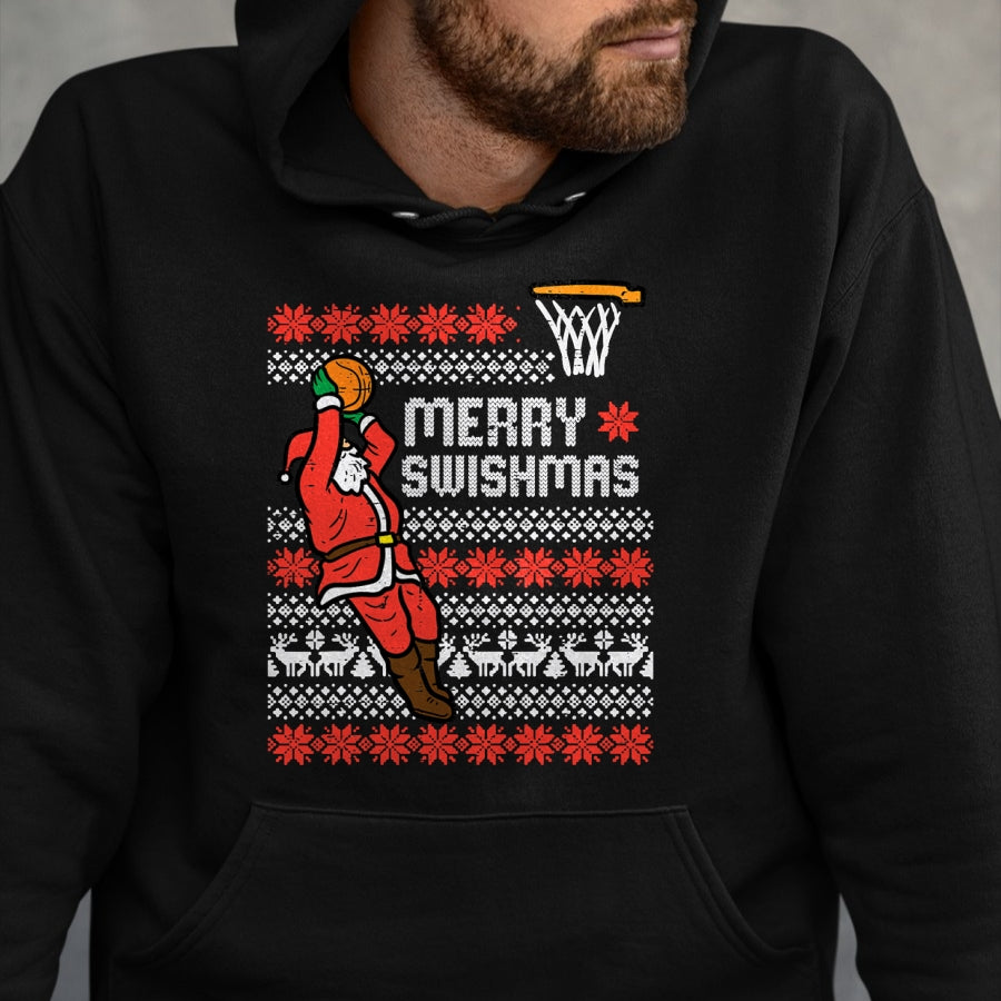 Merry Swishmas Basketball Ugly Christmas Xmas Men Boys Kids T-Shirt - Christmas Unisex T-Shirt/Hoodie/Sweatshirt - SNOW00