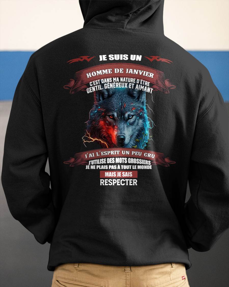 JANVIER - JE SAIS RESPECTER – T-SHIRT D’ANNIVERSAIRE POUR HOMME - frSNOW01 (SKU12-266-01)