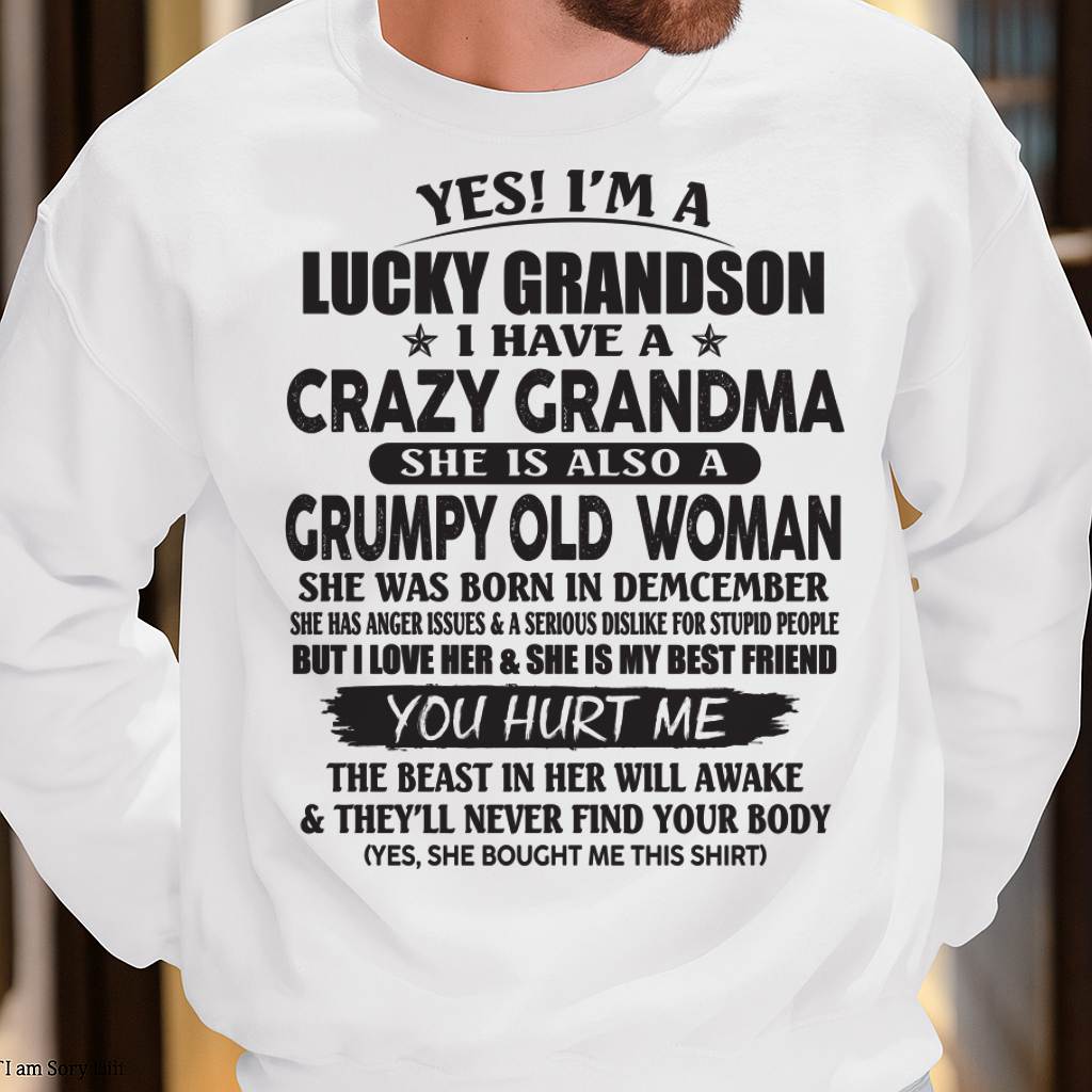 DECEMBER - LUCKY GRANDSON OF CRAZY GRANDMA - FROM GRANDMA - snow12 (SKU10-173-12)