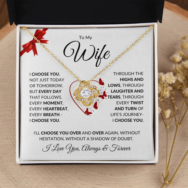 TO MY WIFE FROM HUSBAND - Premium Love Knot Necklace