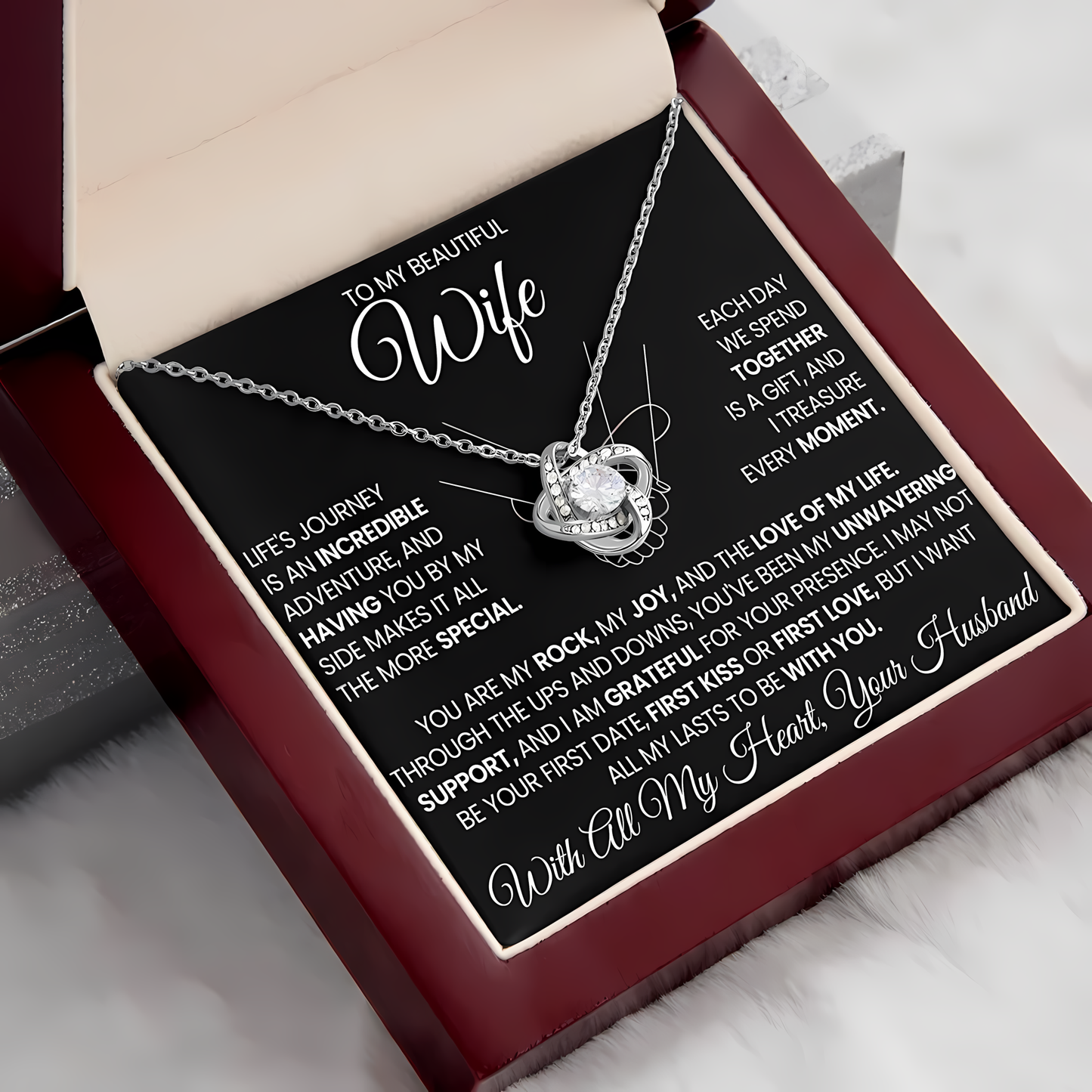 TO MY WIFE FROM HUSBAND - Premium Love Knot Necklace