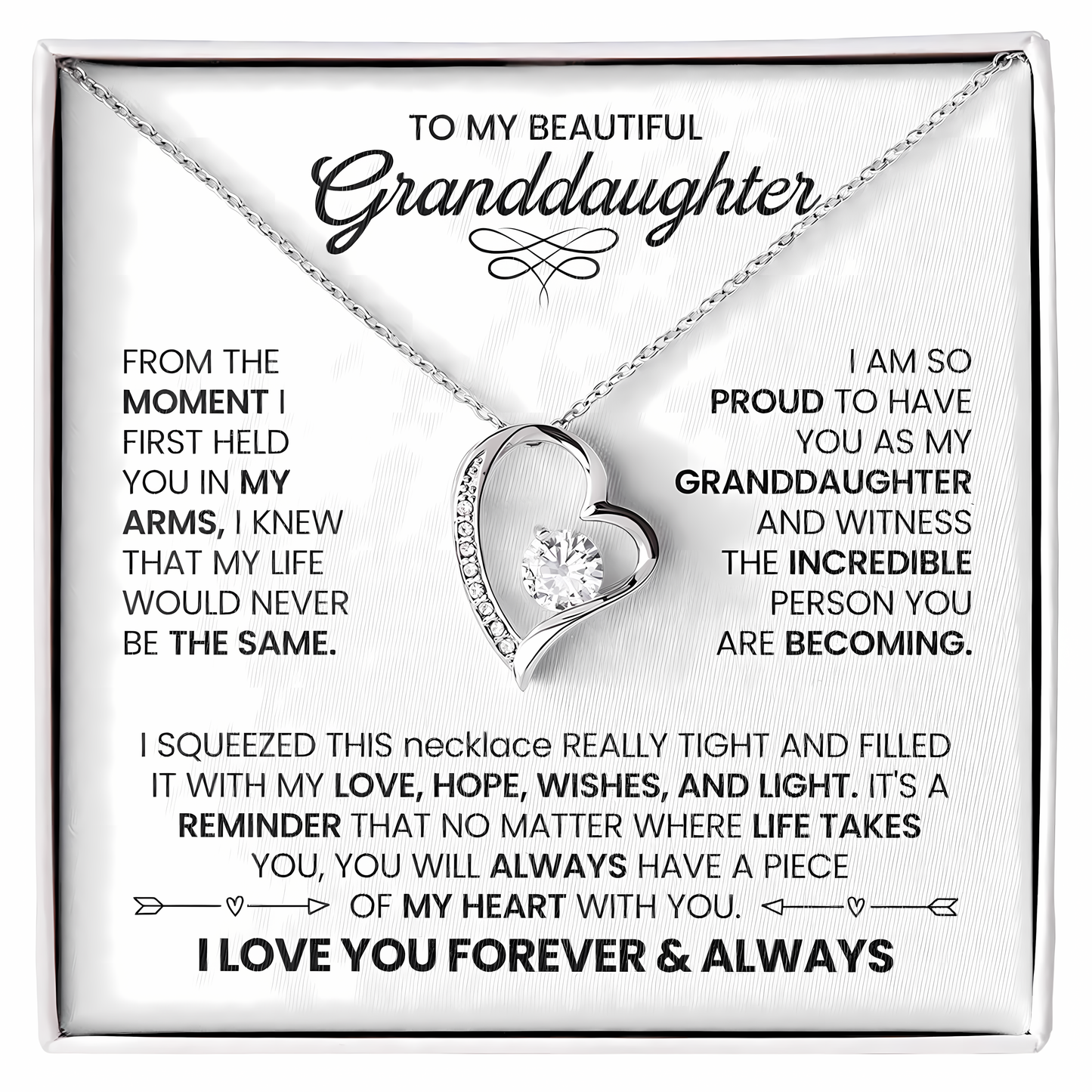 TO MY GRANDDAUGHTER - GIFT FROM GRANDMA - Forever Love Necklace