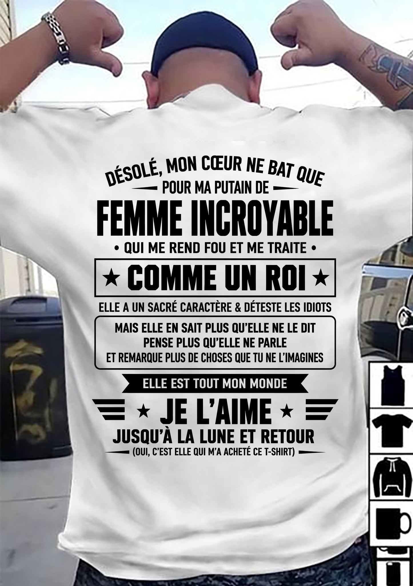 JE L’AIME JUSQU’À LA LUNE ET RETOUR - T-SHIRT DE FEMME POUR SON MARI - SNOW00 (SKU2609-32-00)