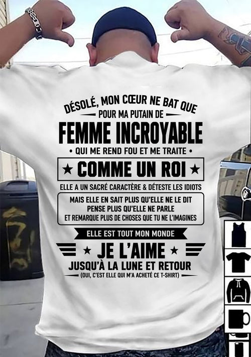 JE L’AIME JUSQU’À LA LUNE ET RETOUR - T-SHIRT DE FEMME POUR SON MARI - SNOW00 (SKU2609-32-00)