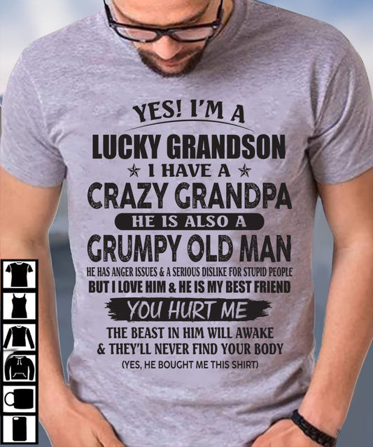 LUCKY GRANDSON OF CRAZY GRANDPA -  PERFECT GIFT FROM GRANDPA - SNOW00 (SKU12-145-00)