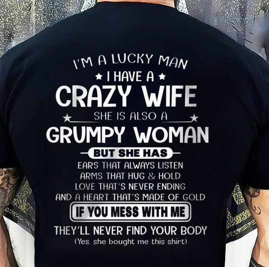 LUCKY MAN OF A GRUMPY WIFE  - GIFT FROM WIFE - SNOW00 (SKU12-277-00)
