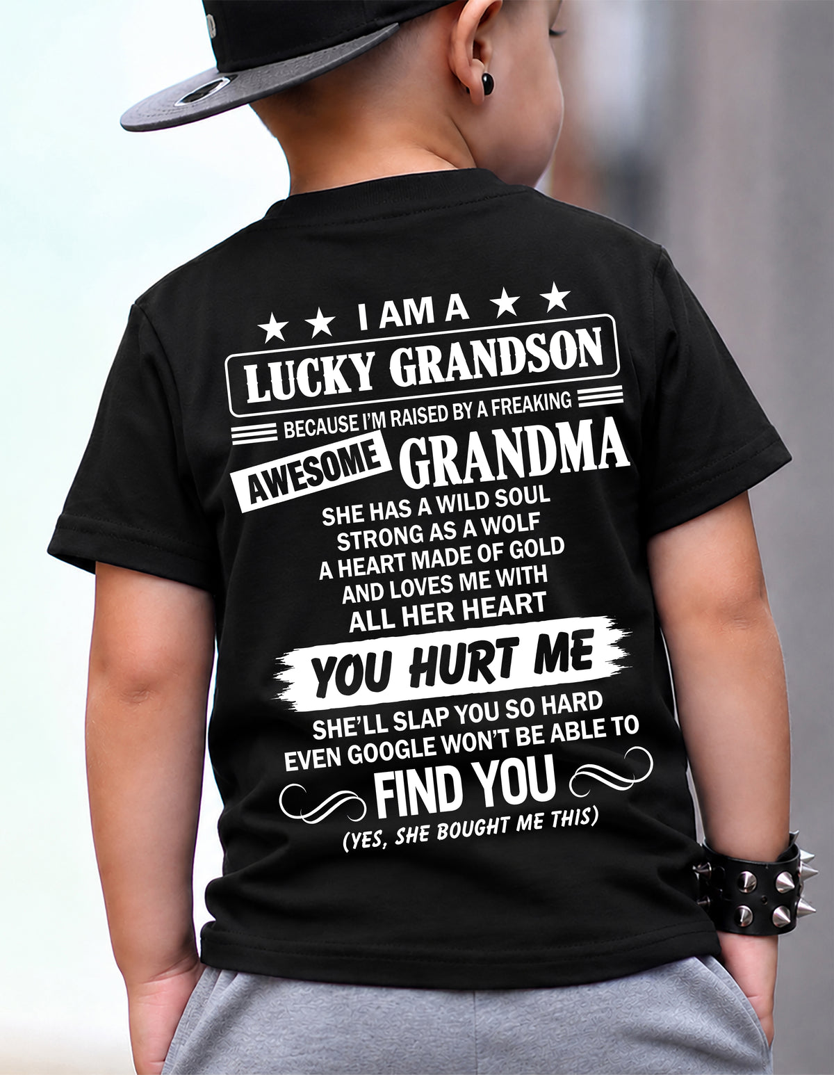 00, I AM A LUCKY GRANDSON - SHIRT FROM GRANDMA TO GRANDSON - SNOW00 (SKU2609-335-00)