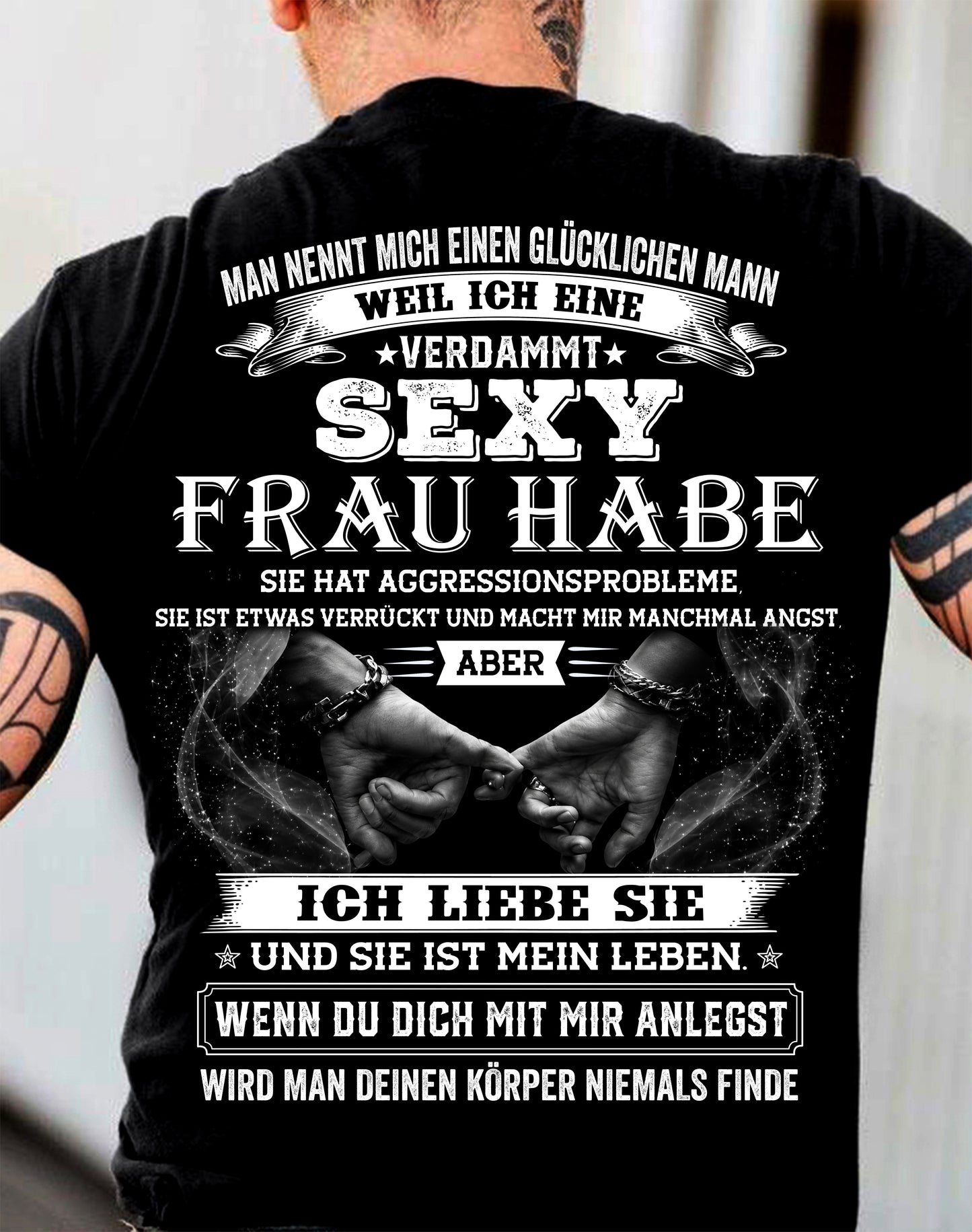 MAN NENNT MICH EINEN GLÜCKLICHEN MANN - GIFT T SHIRT FROM WIFE TO HUSBAND - SNOW00 (SKU2606-306-00)