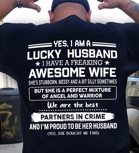 00, YES, I AM A LUCKY HUSBAND - GIFT T SHIRT FROM WIFE FOR HUSBAND - SNOW MALE00 (SKU2602-17-00)