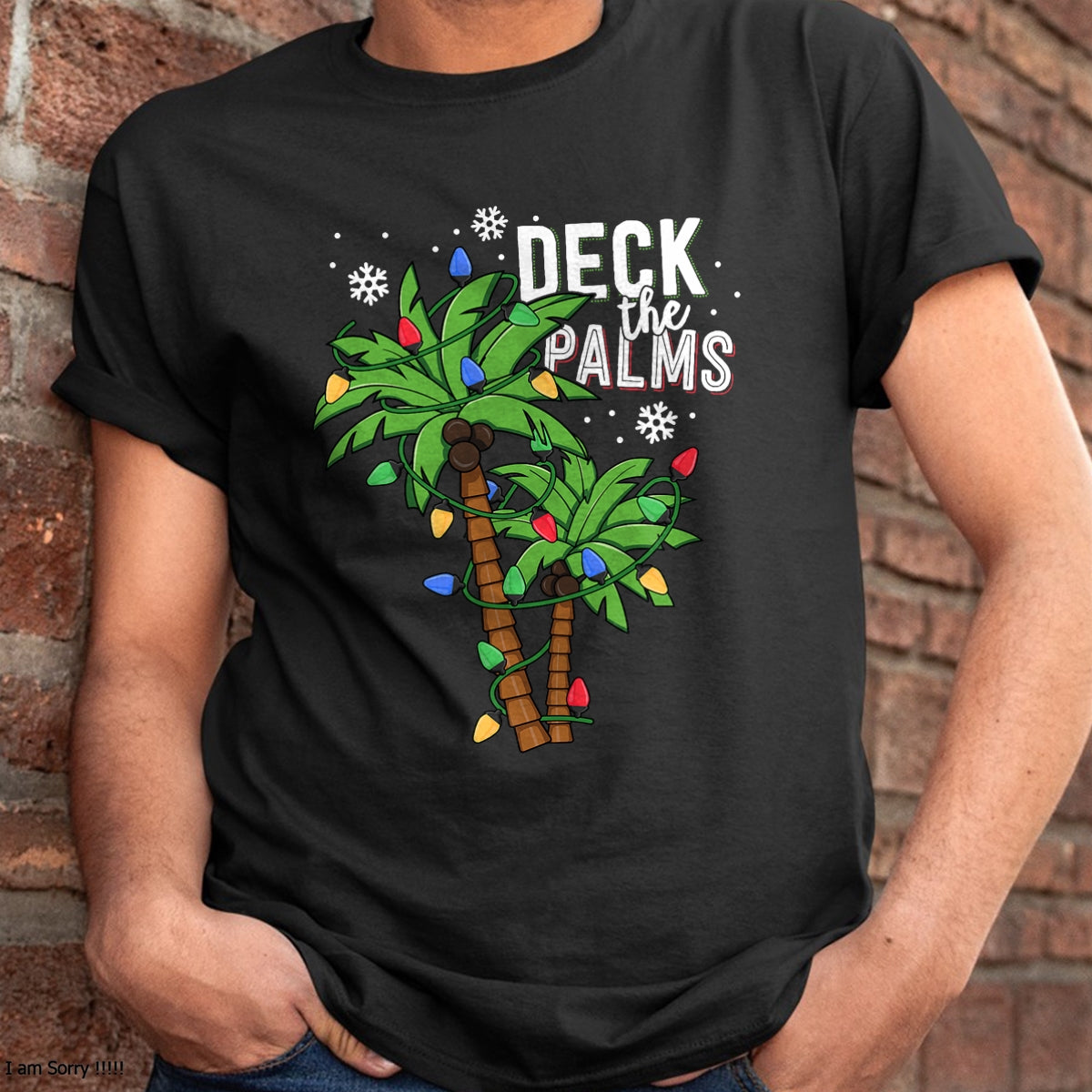 Deck The Palms Tropical Hawaii Christmas Palm Tree Lights T-Shirt - Christmas Unisex T-Shirt/Hoodie/Sweatshirt - SNOW00