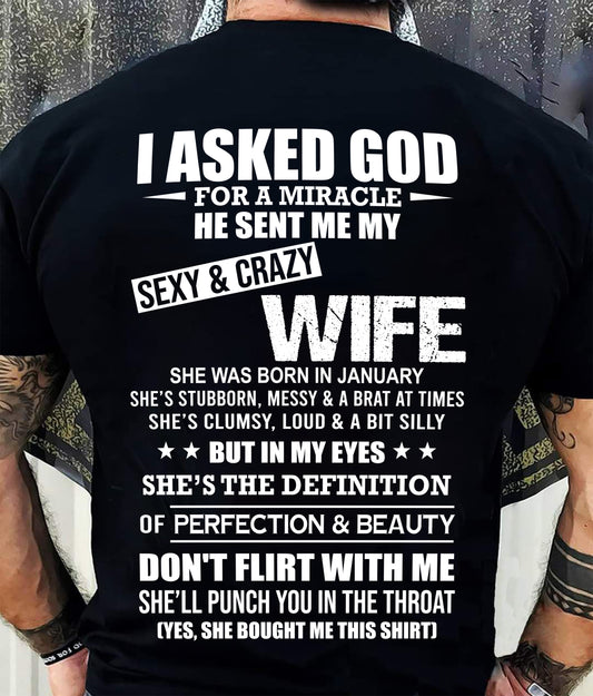 JANUARY, SHE’S THE DEFINITION OF PERFECTION & BEAUTY - GIFT SHIRT FROM WIFE - SNOW01 (SKU2606-339-01)