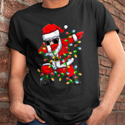 Dabbing Santa Xmas Lights Girls Boys Kids Christmas Gifts T-Shirt - Christmas Unisex T-Shirt/Hoodie/Sweatshirt - SNOW00