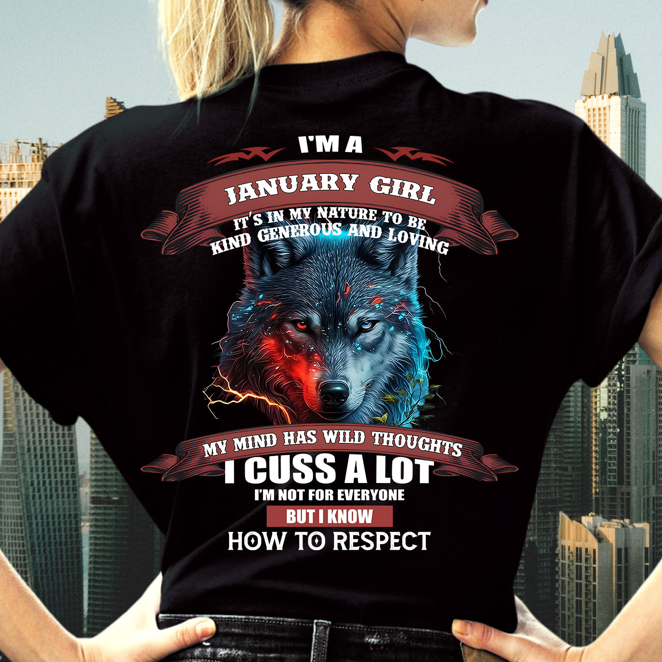 JANUARY - KIND, GENEROUS AND LOVING GIRL - BIRRTHDAY T-SHIRT FOR WOMAN - FMA / SNOW01 (SKU12-300-01)