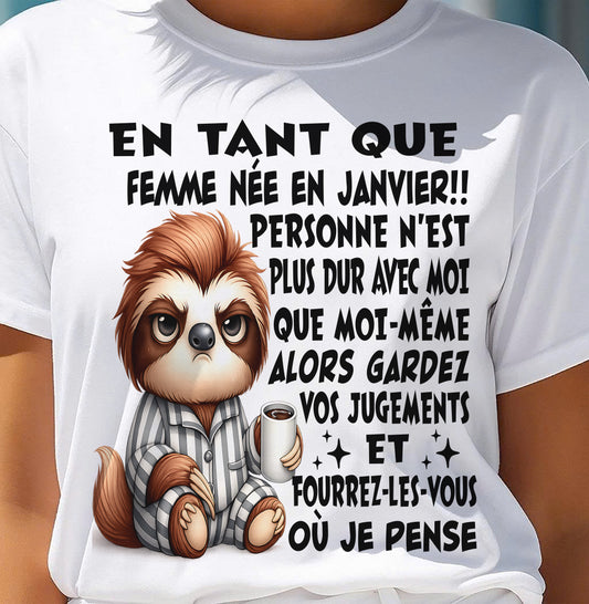 JANVIER SHIRT EN TANT QUE FEMME NÉE EN JANVIER - SNOW01 (SKU2605-205-01)