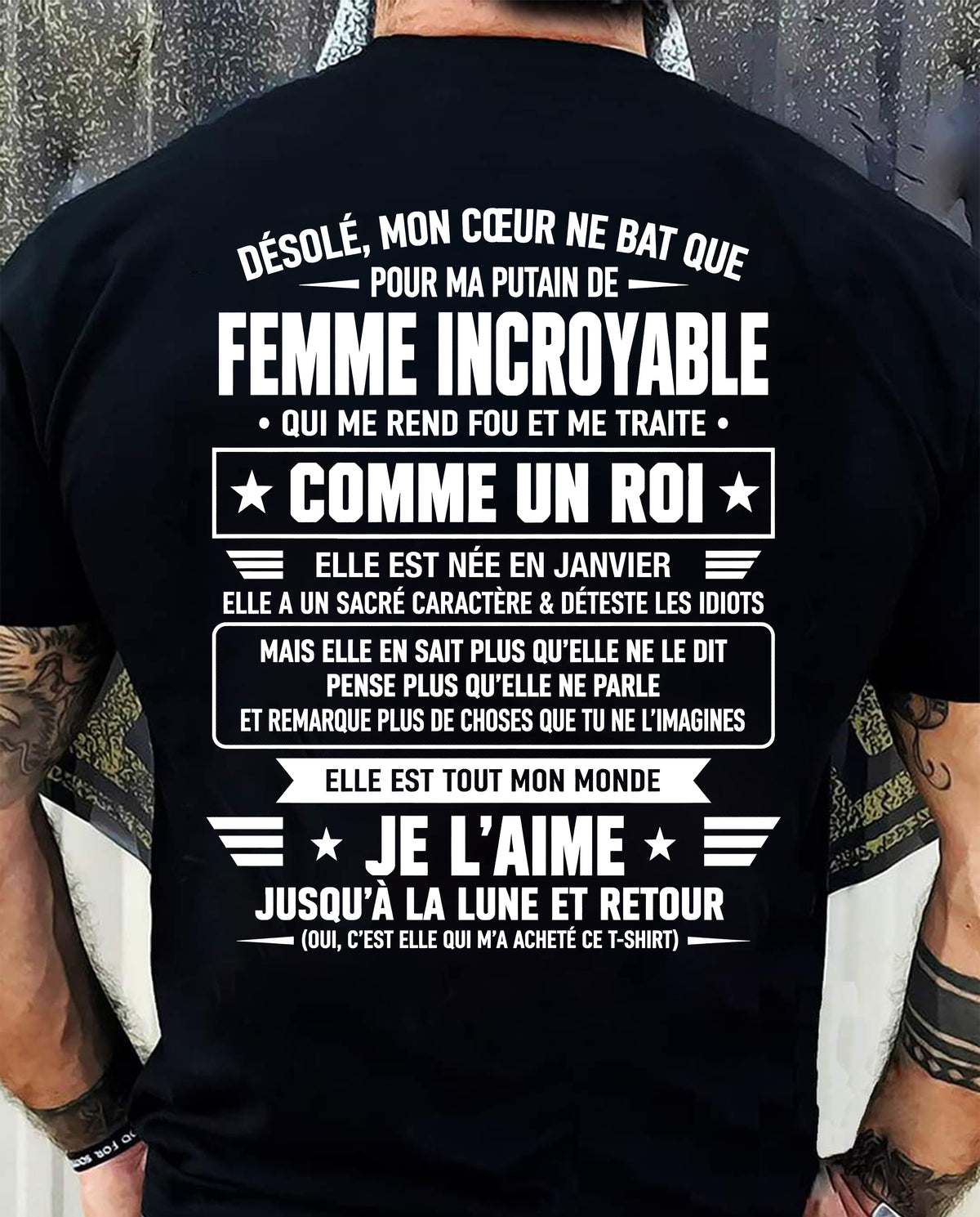 JANVIER T-SHIRT, JE L’AIME JUSQU’À LA LUNE ET RETOUR - T-SHIRT DE FEMME POUR SON MARI - SNOW01 (SKU2609-34-01)