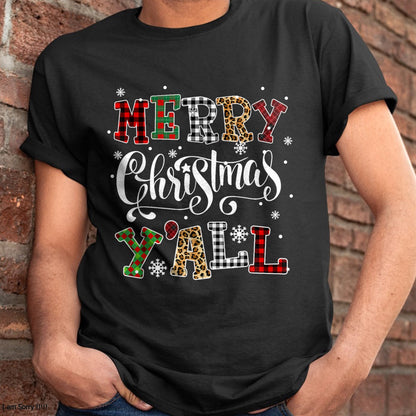 Merry Christmas Ya'll Leopard Buffalo Plaid Pajama Family T-Shirt - Christmas Unisex T-Shirt/Hoodie/Sweatshirt - SNOW00
