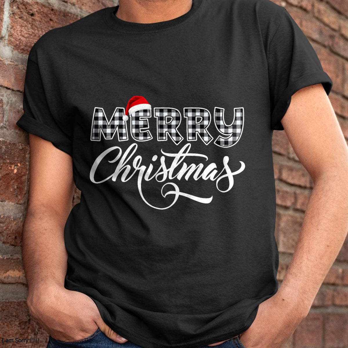 Merry Christmas Buffalo Black and White Plaid for Men Women T-Shirt - Christmas Unisex T-Shirt/Hoodie/Sweatshirt - SNOW00