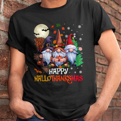 Happy Hallothanksmas Gnomes Lover Halloween Merry Christmas T-Shirt - Christmas Unisex T-Shirt/Hoodie/Sweatshirt - SNOW00