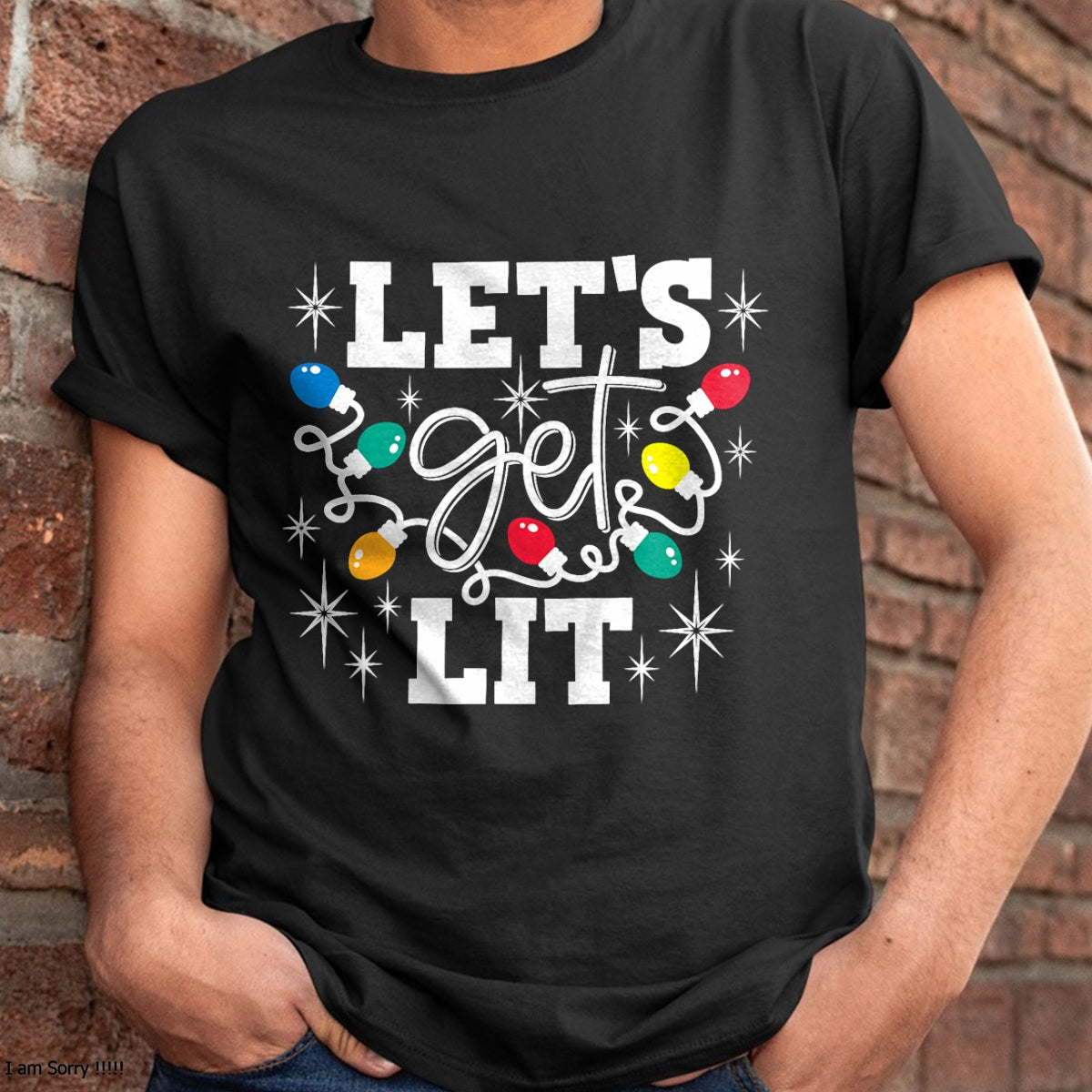 Let's Get Lit Drinking Santa Hat Christmas Lights Funny T-Shirt - Christmas Unisex T-Shirt/Hoodie/Sweatshirt - SNOW00