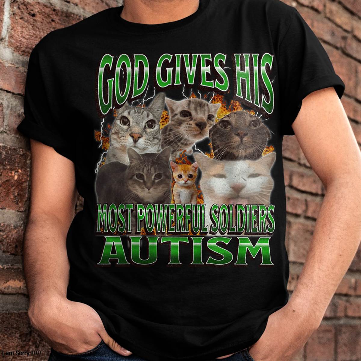 God Gives His Most Powerful Autism Funny Cat Meme Bootleg T-Shirt