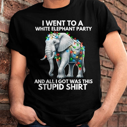 Funny White Elephant Gift Wrapped Elephant Dumb Gift T-Shirt