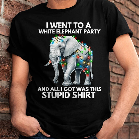Funny White Elephant Gift Wrapped Elephant Dumb Gift T-Shirt