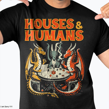 Gaming Houses Humans Funny RPG Parody Gamer Kids T-Shirt