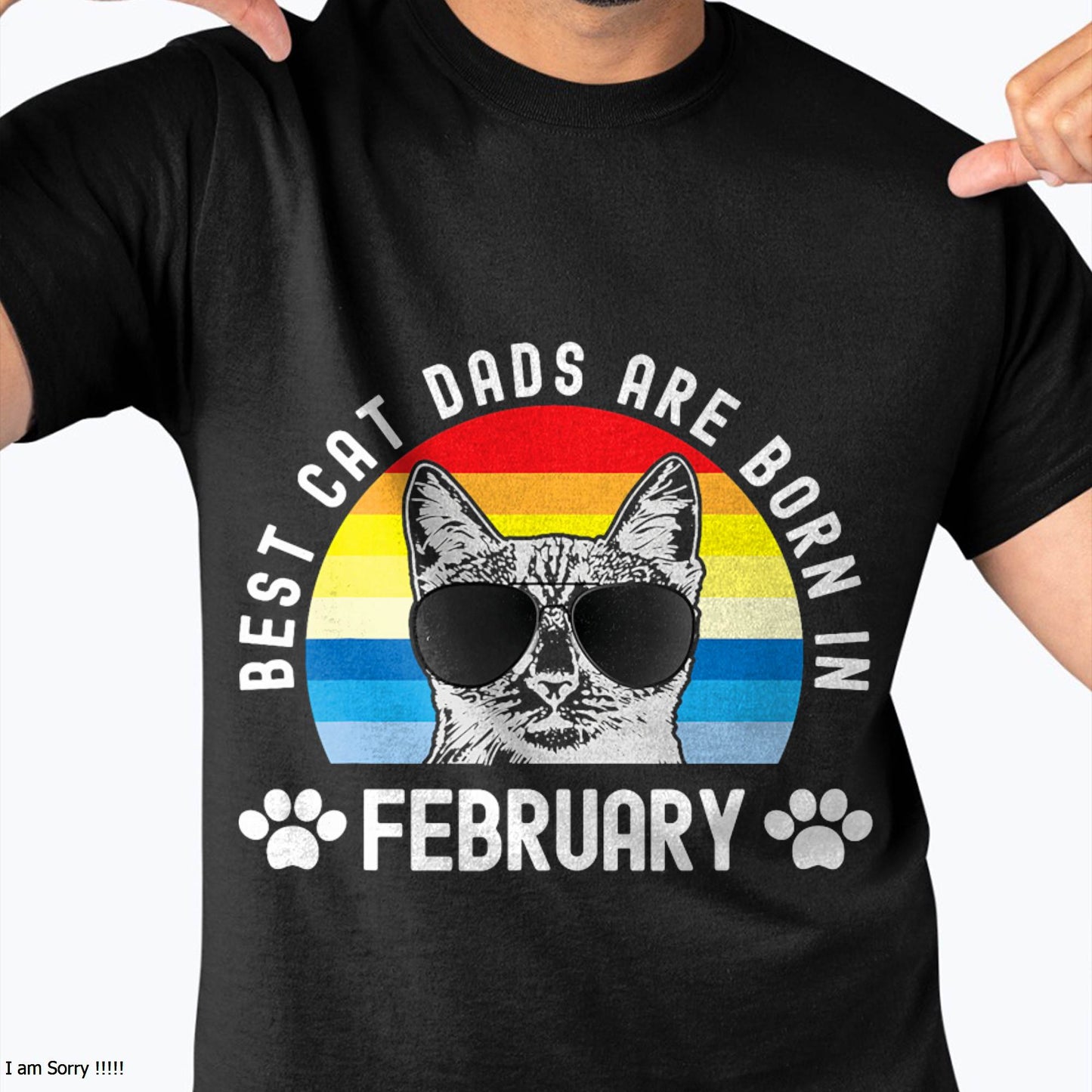 Best Cat Dads Born In February Retro Birthday Men Cat Daddy T-Shirt