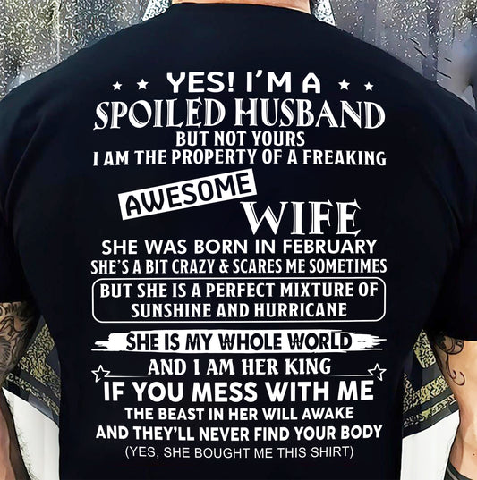 FEBRUARY, I AM THE PROPERTY OF A FREAKING AWESOME WIFE Gift T Shirt from Wife for Husband – SNOW MALE02 (SKU12-232-02)
