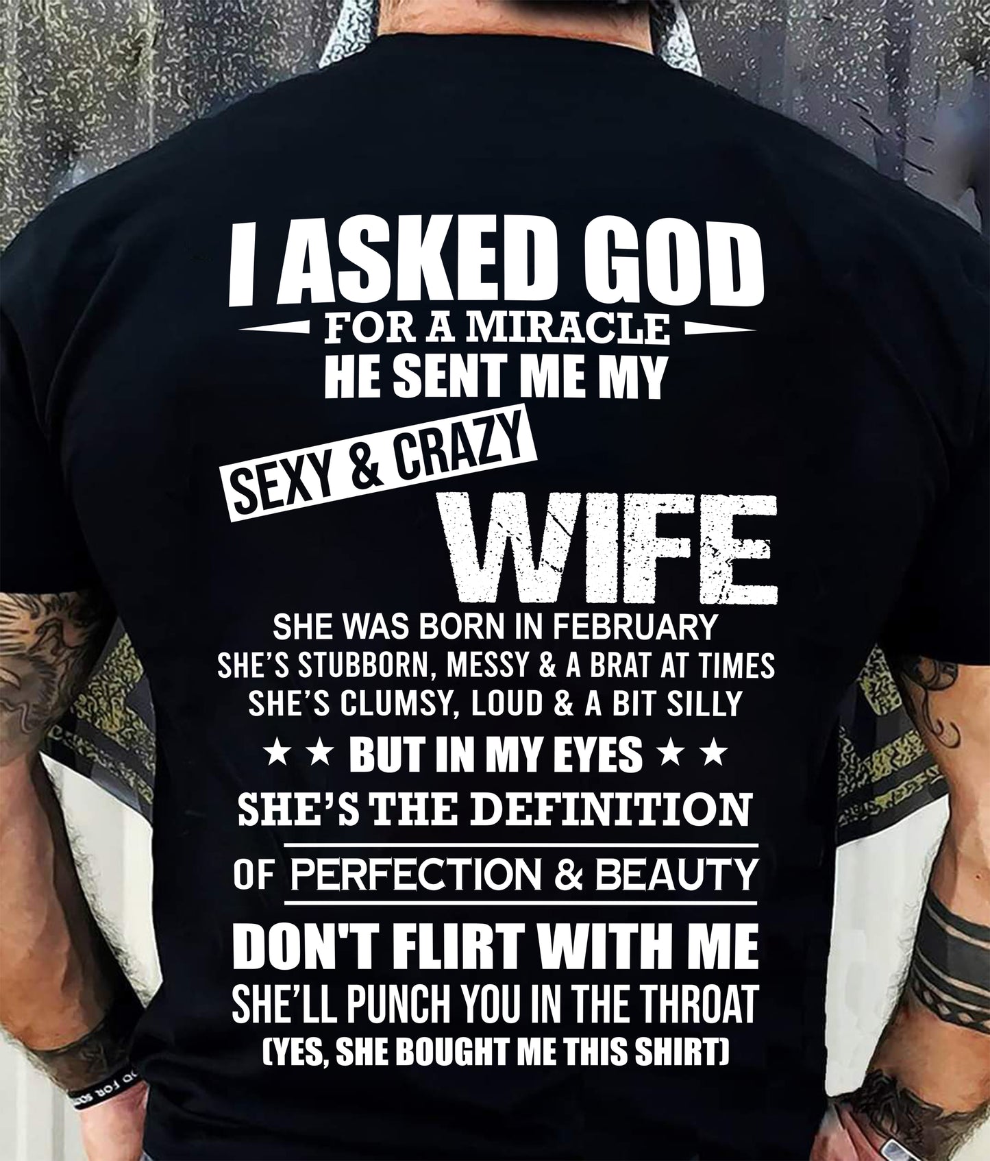 FEBRUARY, SHE’S THE DEFINITION OF PERFECTION & BEAUTY - GIFT SHIRT FROM WIFE - SNOW02 (SKU2606-339-02)