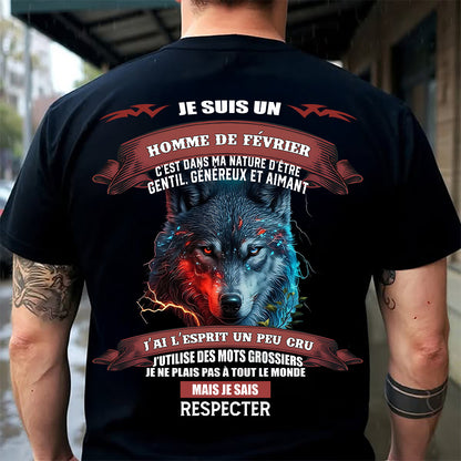 FÉVRIER -  JE SAIS RESPECTER – T-SHIRT D’ANNIVERSAIRE POUR HOMME - frSNOW02 (SKU12-266-02)