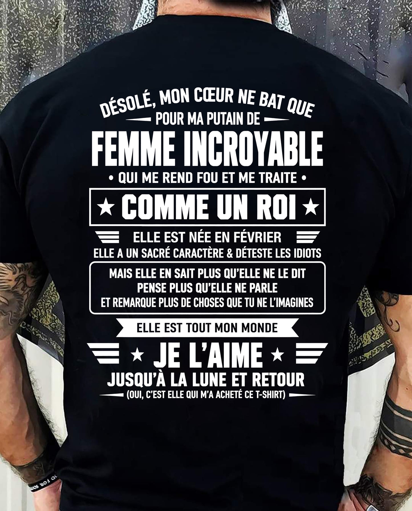 FÉVRIER T-SHIRT, JE L’AIME JUSQU’À LA LUNE ET RETOUR - T-SHIRT DE FEMME POUR SON MARI - SNOW02 (SKU2609-34-02)